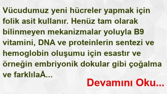 Folik Asit’in (Folat) Faydaları Nelerdir? Folik Asit’in (Folat) Faydaları Nelerdir?